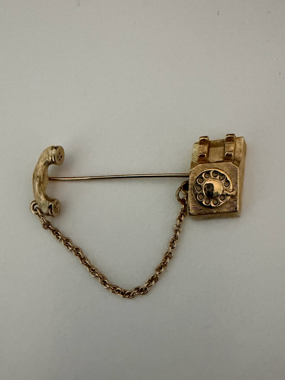 Vintage Avon GoldTone Rotary Telephone Handset Stick Pin